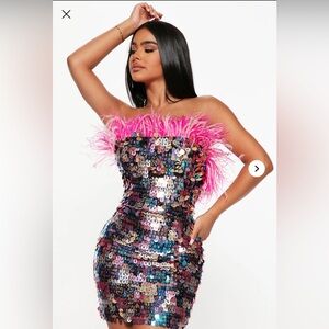 Fashion Nova Multicolor Sequin Dress